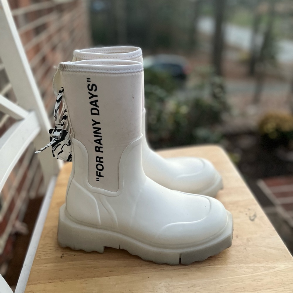 White off white rain boots size 37